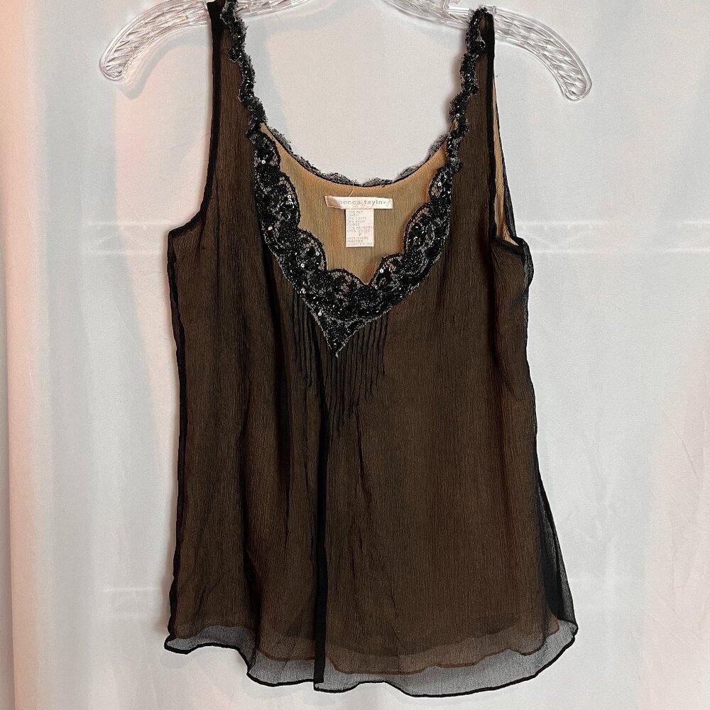 Women's Black/nude silk Rebecca Taylor Camisole Size S